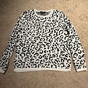 Ann Taylor black and white leopard print sweater size m